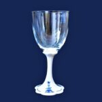 Cibulák – Křišťálová Číše s porcelánovou stopkou zdobenou cibulovým vzorem – originál cibulový porcelán 1. jakost