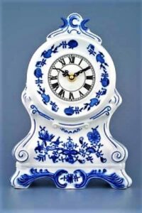 Cibulák – Krbové hodiny bez ruží 28 cm – originál cibuľový porcelán 1. akosť