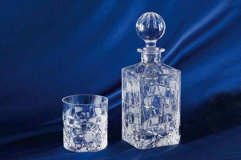 Sada křišťálová broušená whisky láhev 1 + 6 sklenic