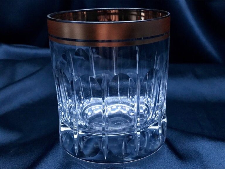 Křišťálové broušené sklenice 250 ml sada 6 kusů ruční malba zlatem