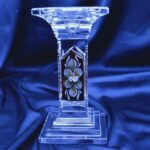 Křišťálový broušený svícen 18 cm ruční malba