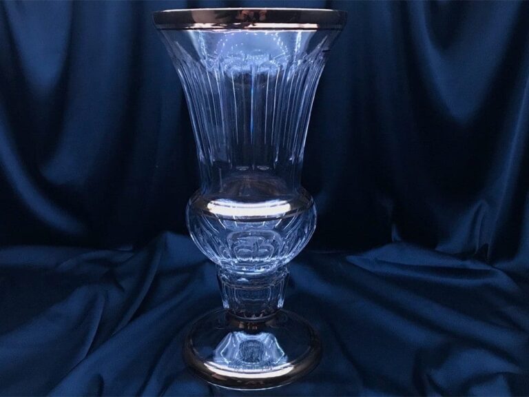 Křišťálová broušená váza 37 cm dekorovaná zlatem